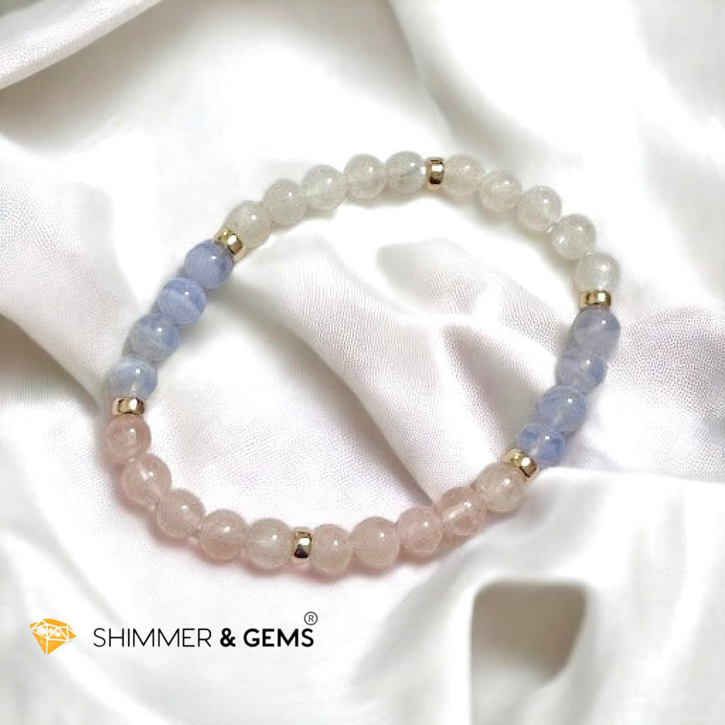 Pregnancy Protection Remedy Bracelet (Rose Quartz, Moonstone, Chalcedony with 14k Gold Filled Spacers)