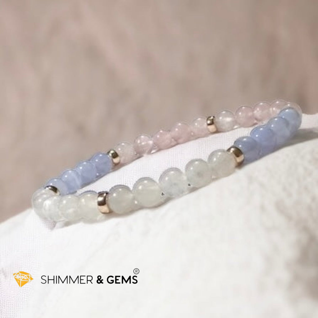 Pregnancy Protection Remedy Bracelet (Rose Quartz, Moonstone, Chalcedony with 14k Gold Filled Spacers)