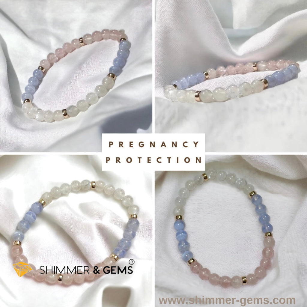 Pregnancy Protection Remedy Bracelet (Rose Quartz, Moonstone, Chalcedony with 14k Gold Filled Spacers)