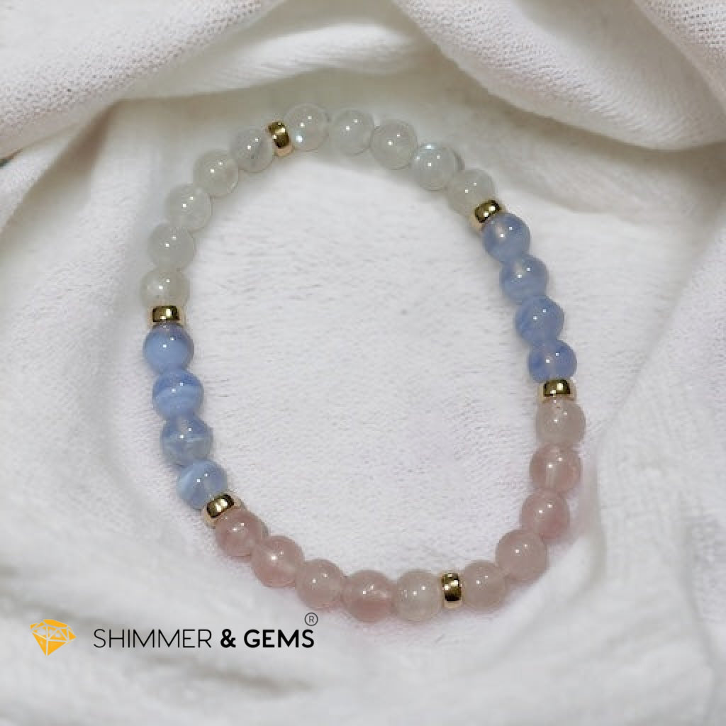 Pregnancy Protection Remedy Bracelet (Rose Quartz, Moonstone, Chalcedony with 14k Gold Filled Spacers)