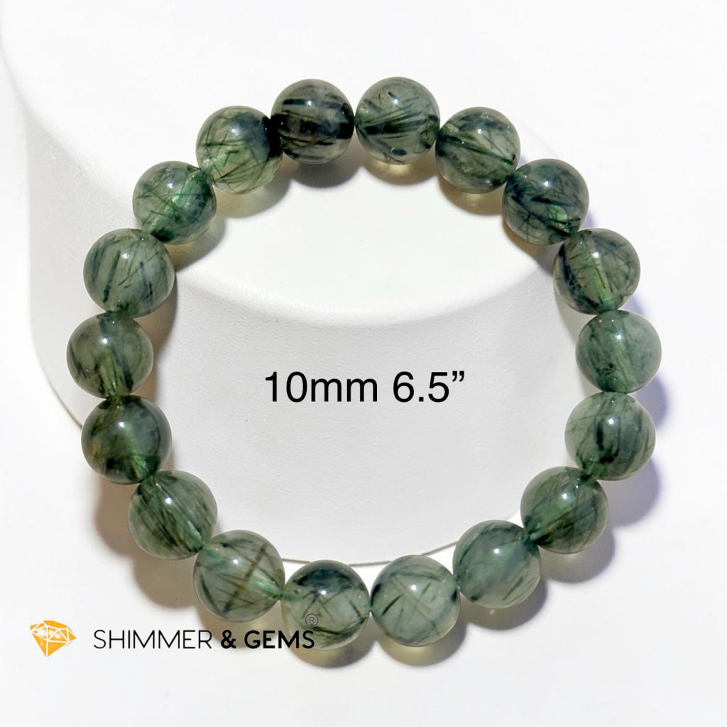 Premium Green Rutilated Quartz Bracelet (10–13mm)