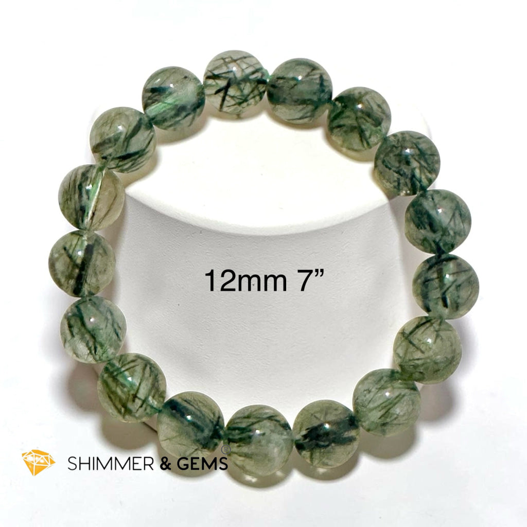 Premium Green Rutilated Quartz Bracelet (10–13mm)