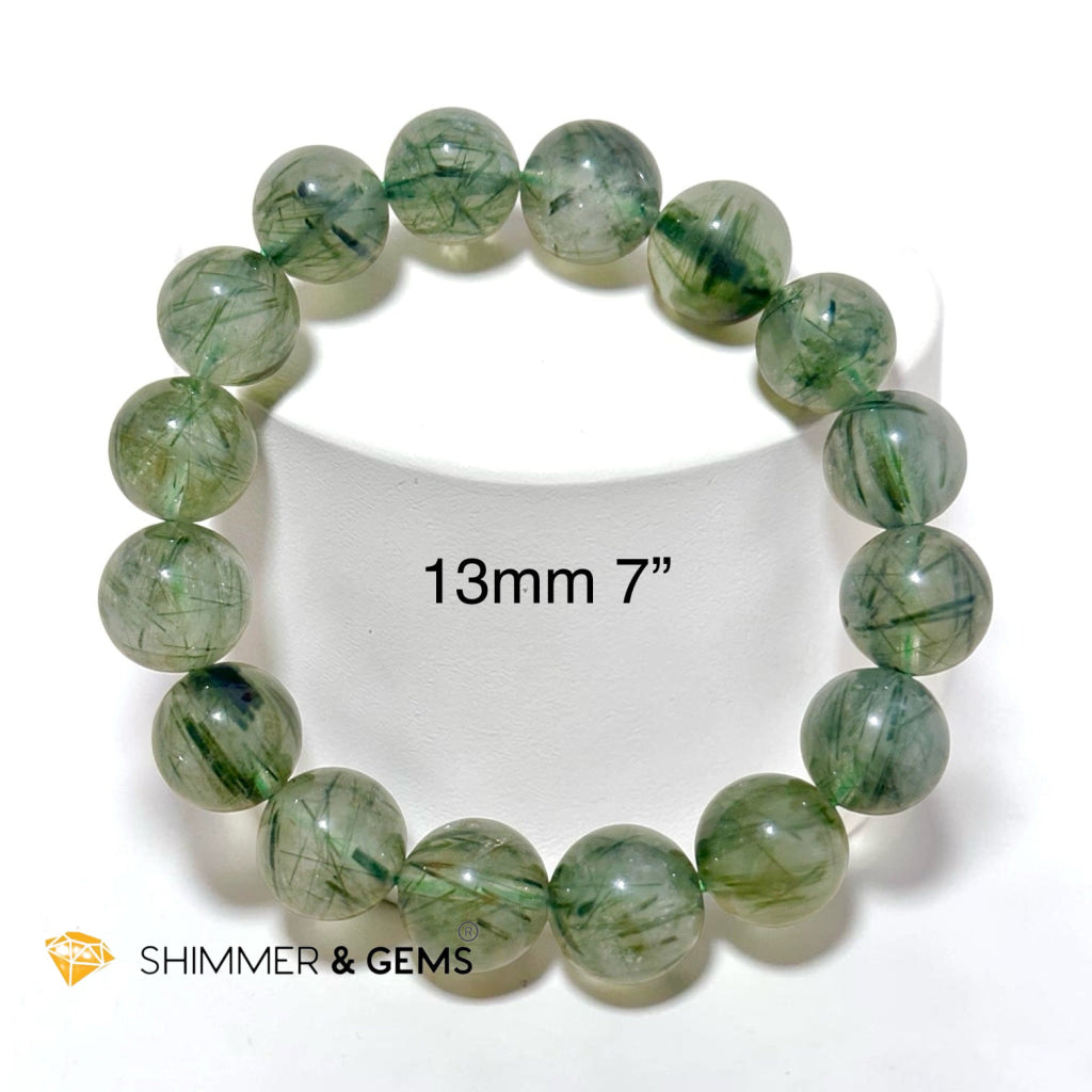 Premium Green Rutilated Quartz Bracelet (10–13mm)