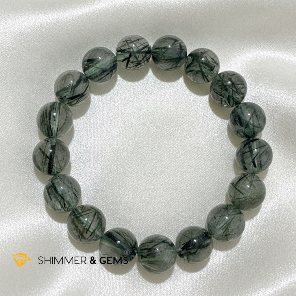 Premium Green Rutilated Quartz Bracelet (10–13mm)