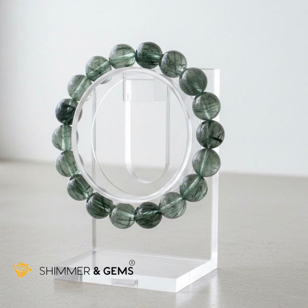 Premium Green Rutilated Quartz Bracelet (10–13mm)