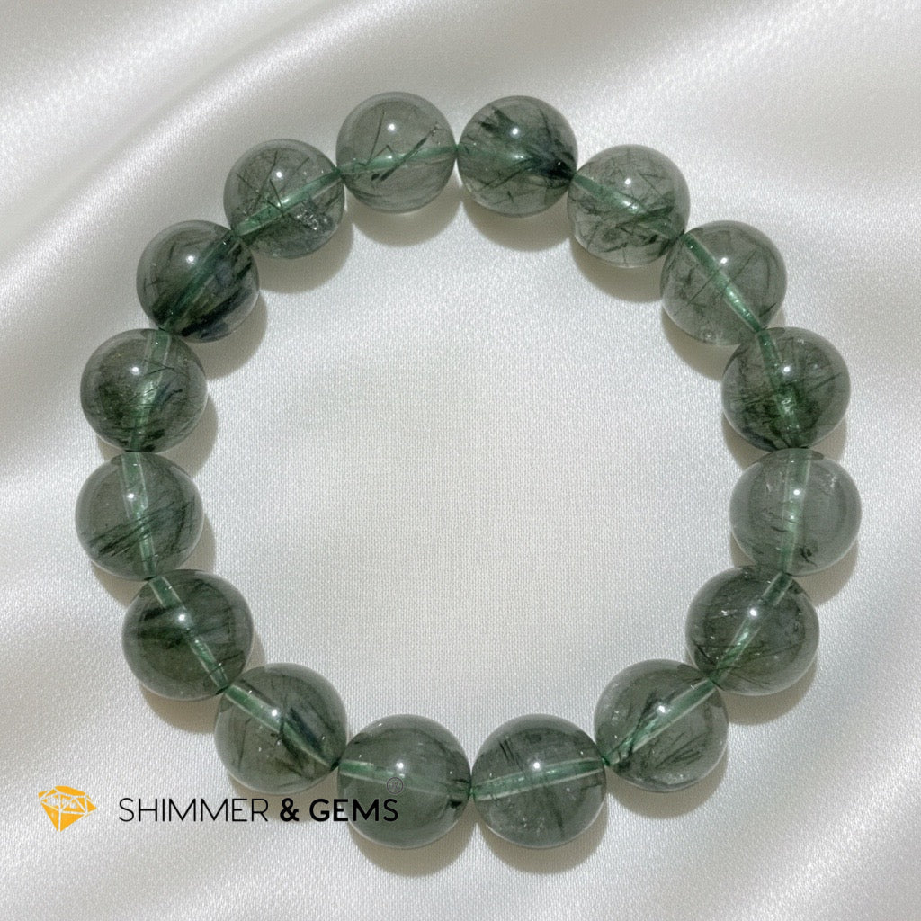 Premium Green Rutilated Quartz Bracelet (10–13mm)