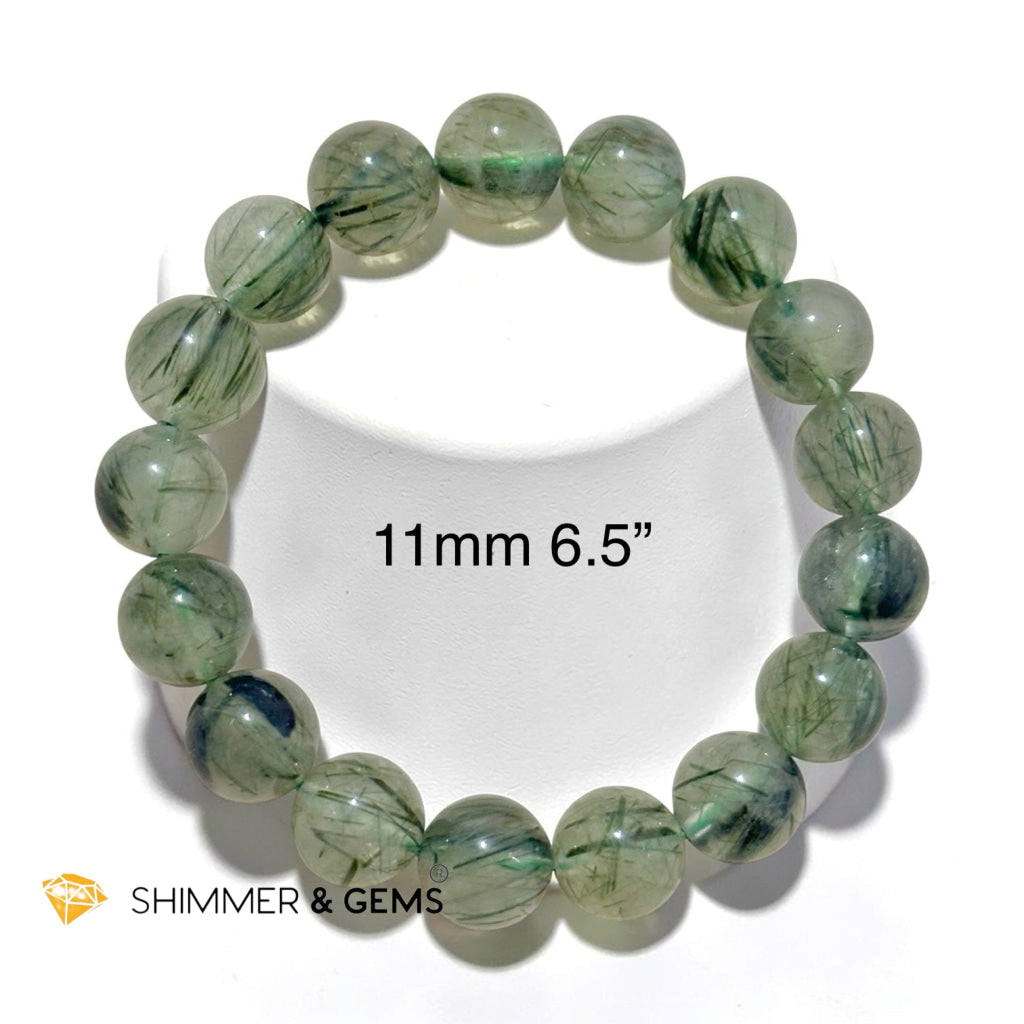 Premium Green Rutilated Quartz Bracelet (10–13mm)