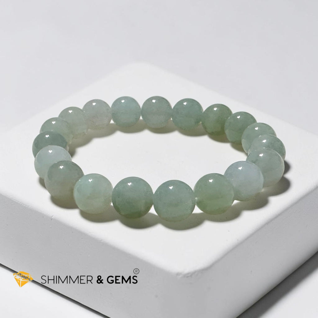 Premium Ice Burma Jadeite Light Green 10mm Bracelet (Type A)