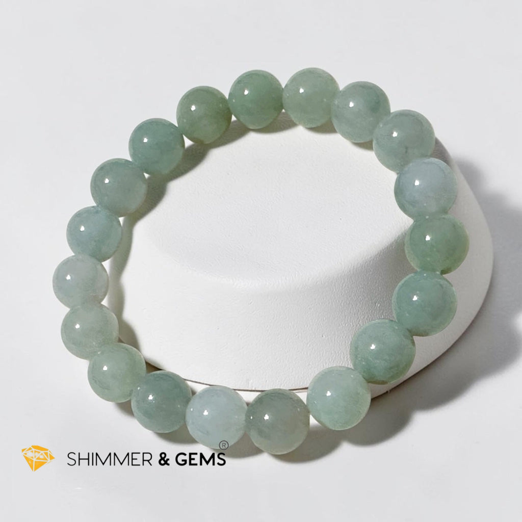 Premium Ice Burma Jadeite Light Green 10mm Bracelet (Type A)