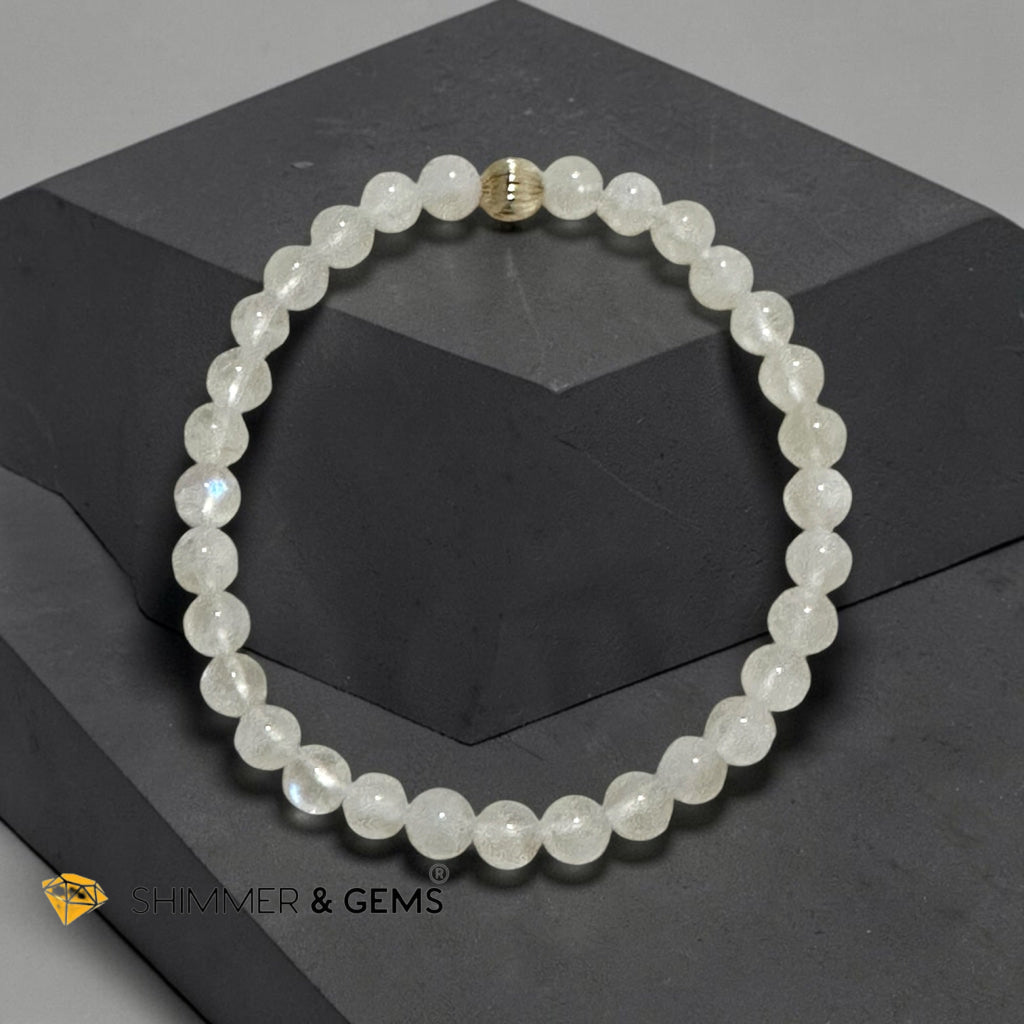 Premium Madagascar Rainbow Moonstone 5.5mm AAAA Bracelet with 14K Gold Filled Bead
