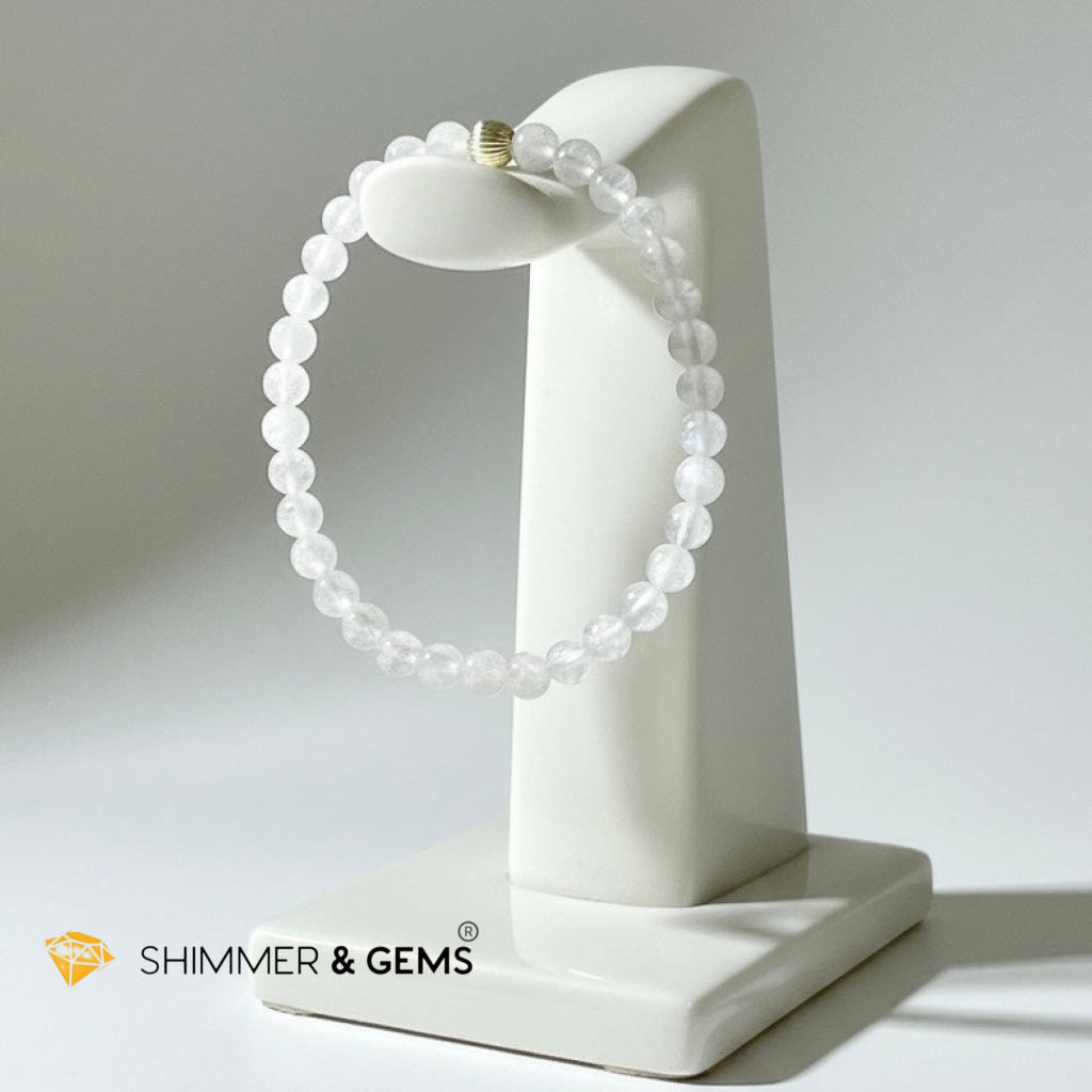 Premium Madagascar Rainbow Moonstone 5.5mm AAAA Bracelet with 14K Gold Filled Bead