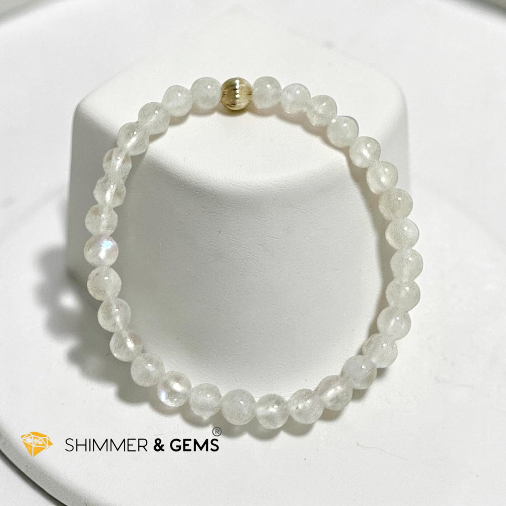 Premium Moonstone 5.5mm AAAA Bracelet with 14K Gold Filled Bead