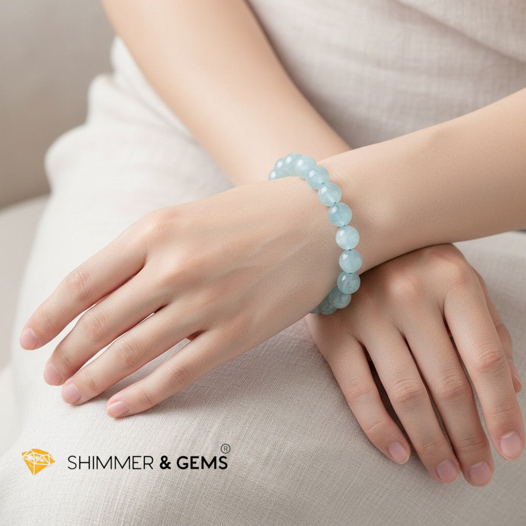 Premium Natural Aquamarine Bracelet 10mm (AAA Grade)