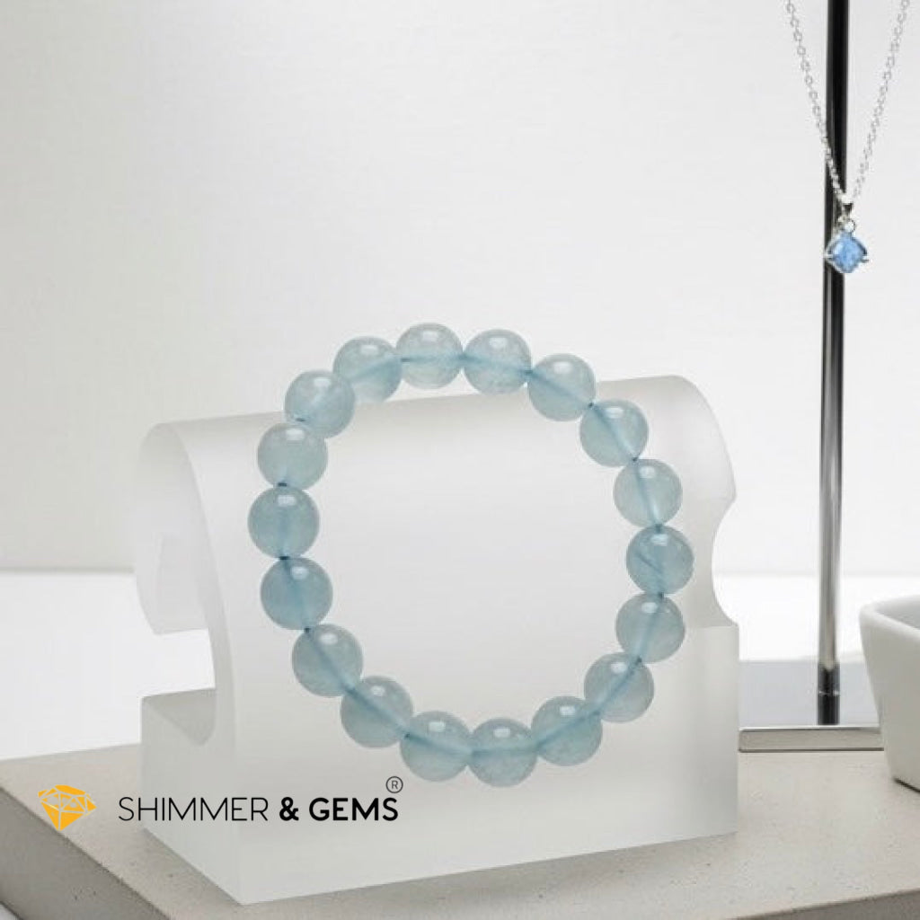 Premium Natural Aquamarine Bracelet 10mm (AAA Grade)