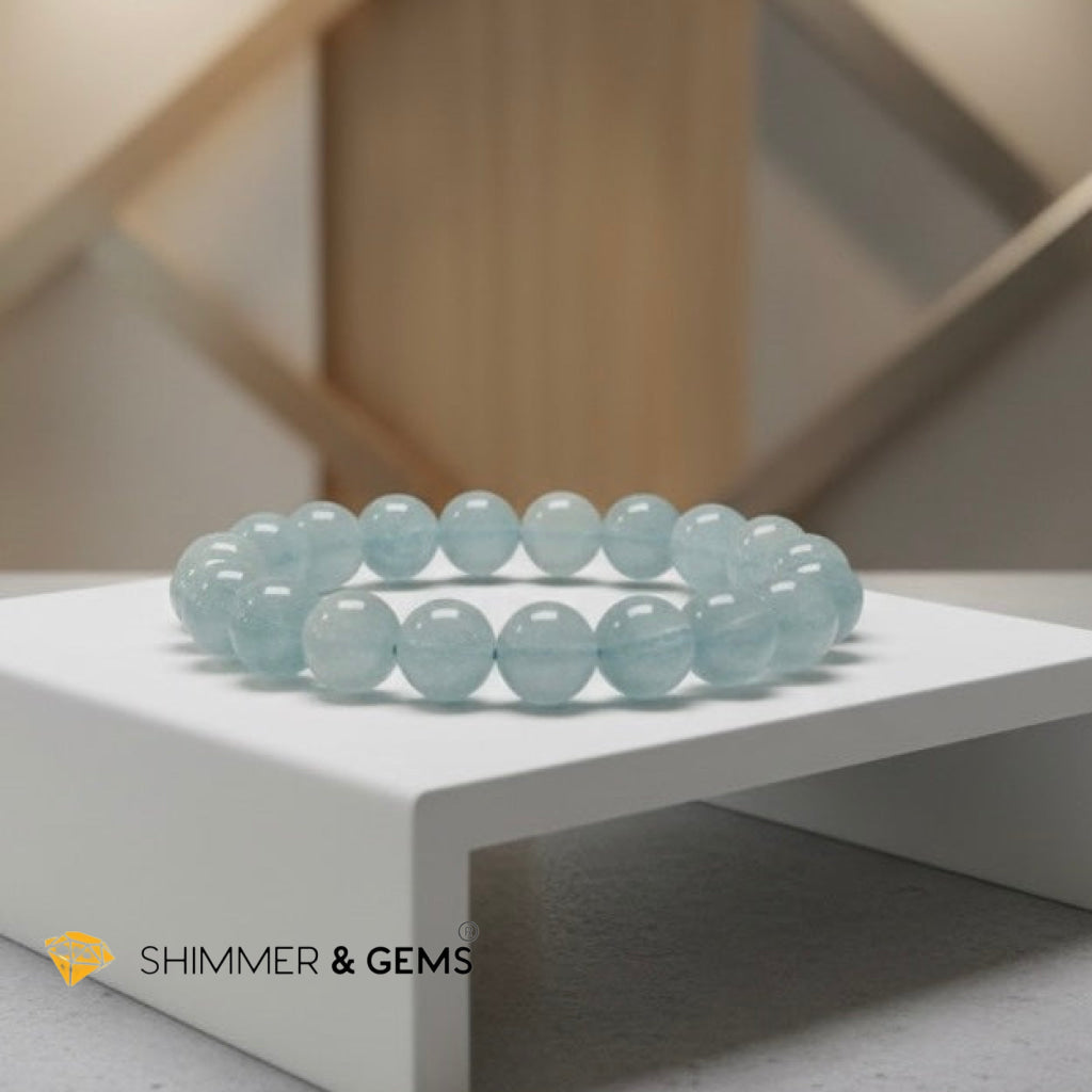 Premium Natural Aquamarine Bracelet 10mm (AAA Grade)