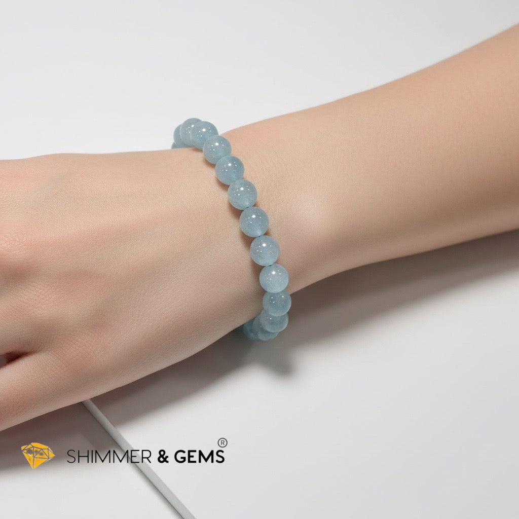 Premium Natural Aquamarine Bracelet 9mm (AAA Grade)