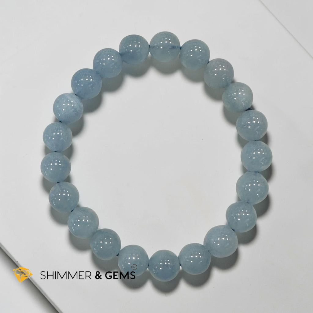 Premium Natural Aquamarine Bracelet 9mm (AAA Grade)
