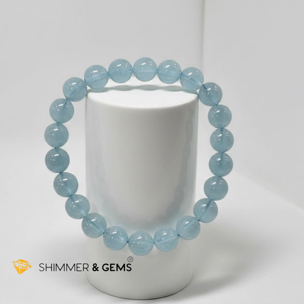 Premium Natural Aquamarine Bracelet 9mm (AAA Grade)