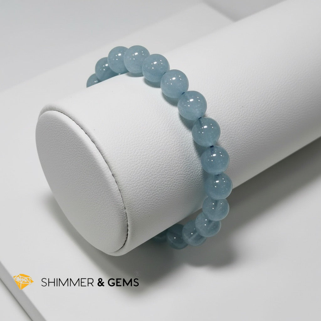 Premium Natural Aquamarine Bracelet 9mm (AAA Grade)