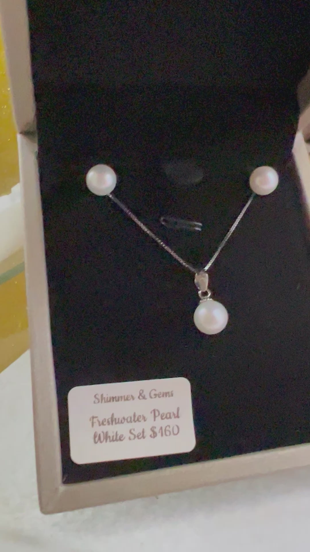 Freshwater Pearl Stud Round Earrings & Pendant with 925 Silver Chain Set (AAA. Grade)