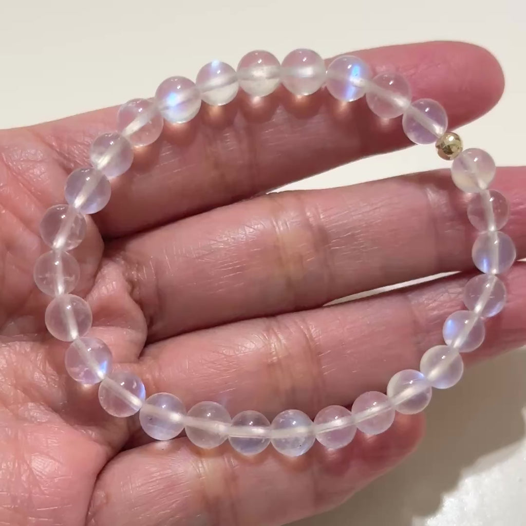 Madagascar Shiny Rainbow Moonstone Premium Grade 6mm (Limited Stocks) Rare