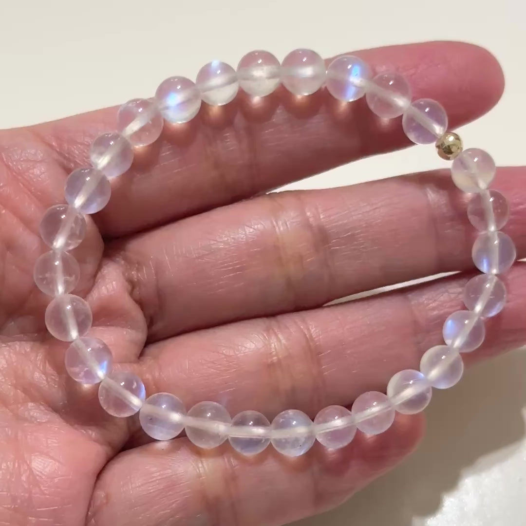 Madagascar Shiny Rainbow Moonstone Premium Grade 6mm (Limited Stocks) Rare