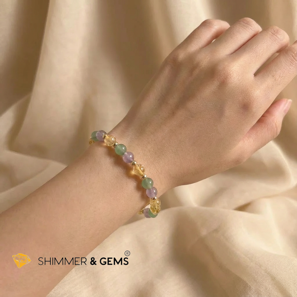 Prosper Bracelet (6mm Citrine, Aventurine, Lilac Amethyst, 14k gold filled)