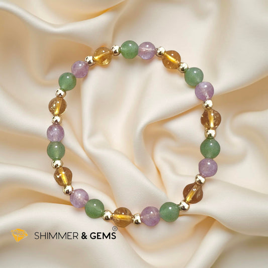 Prosper Bracelet (6mm Citrine, Aventurine, Lilac Amethyst, 14k gold filled)