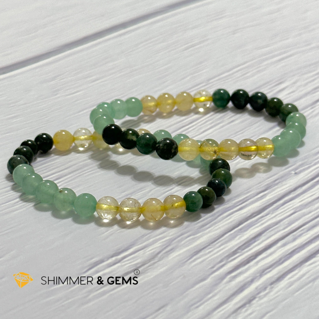 Prosperity Increase Remedy Bracelet (Moss Agate, Aventurine & Golden Rutilated 6mm)