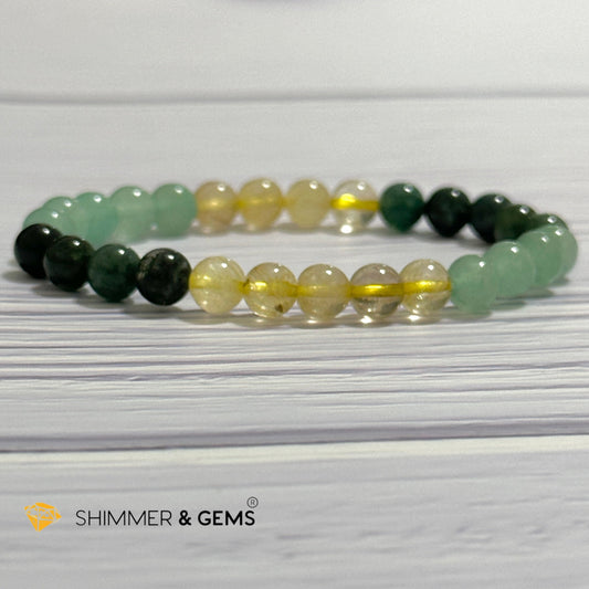 Prosperity Increase Remedy Bracelet (Moss Agate, Aventurine & Golden Rutilated 6mm)