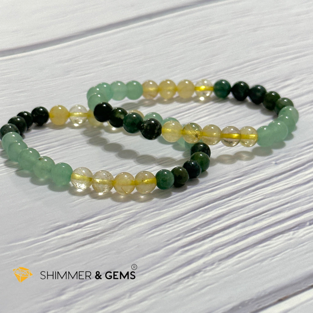 Prosperity Increase Remedy Bracelet (Moss Agate, Aventurine & Golden Rutilated 6mm)