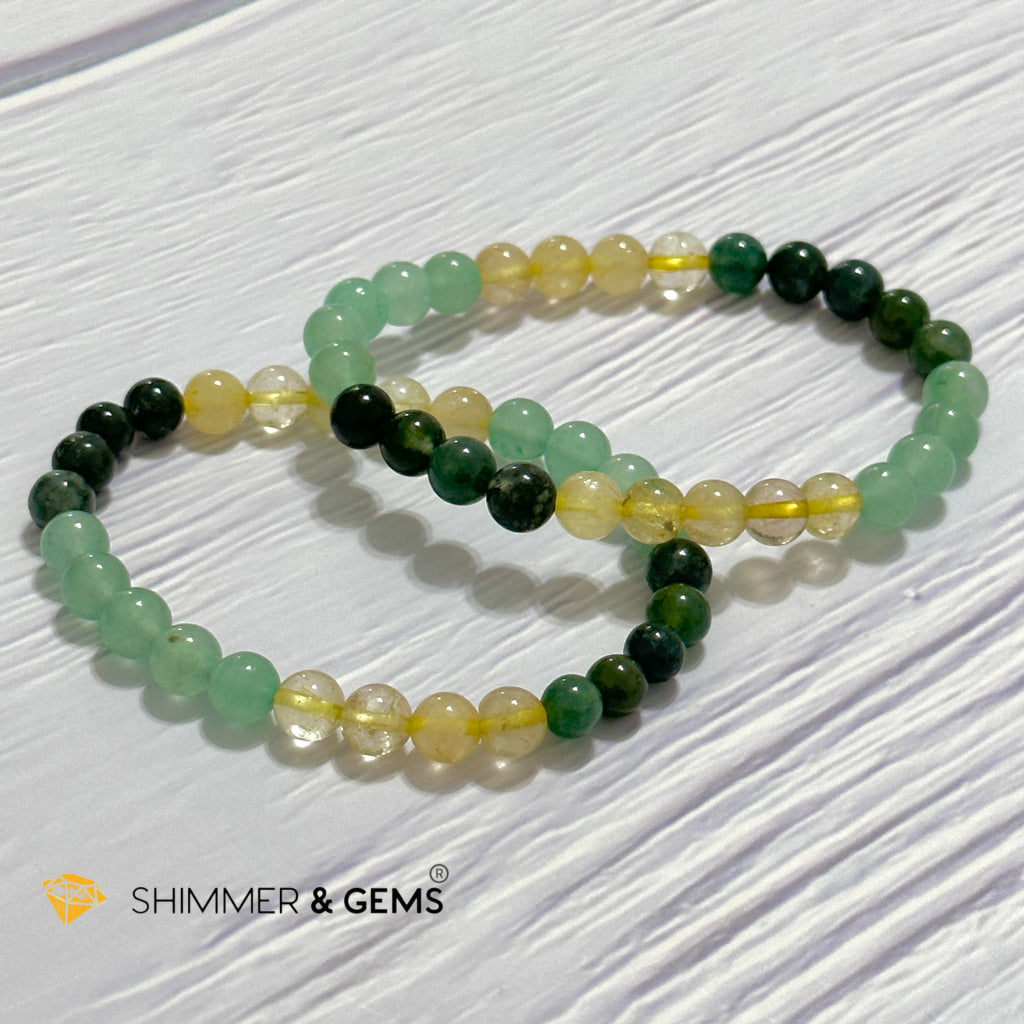 Prosperity Increase Remedy Bracelet (Moss Agate, Aventurine & Golden Rutilated 6mm)