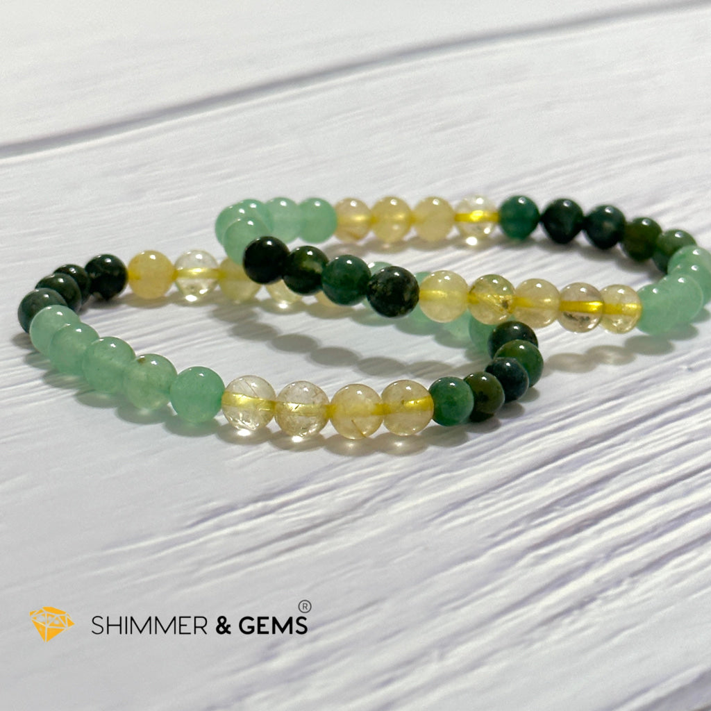 Prosperity Increase Remedy Bracelet (Moss Agate, Aventurine & Golden Rutilated 6mm)