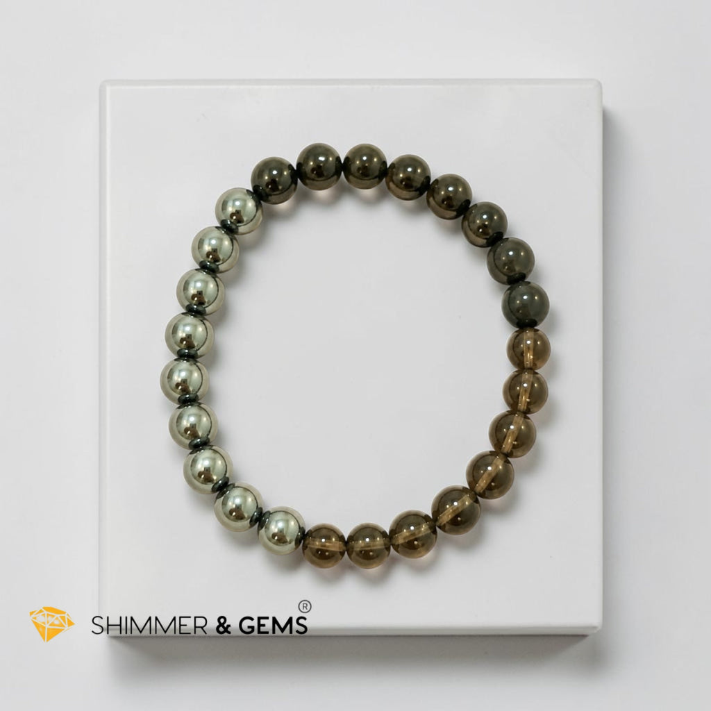 Protection Bracelet 6mm (Black Tourmaline, Smoky Quartz & Hematite)