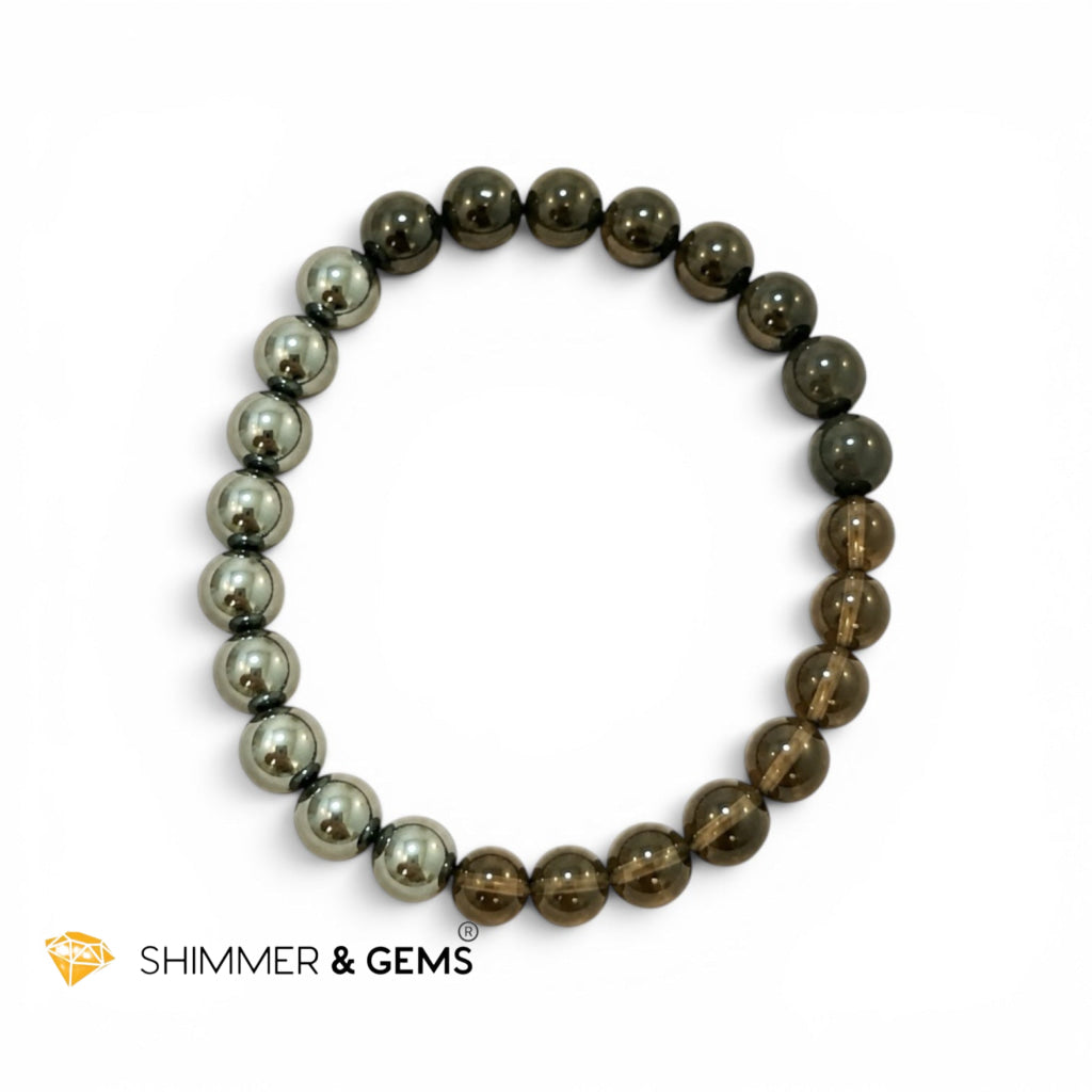Protection Bracelet 6mm (Black Tourmaline, Smoky Quartz & Hematite)