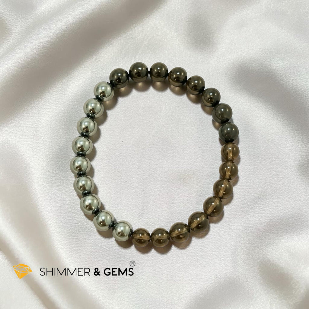 Protection Bracelet 6mm (Black Tourmaline, Smoky Quartz & Hematite)