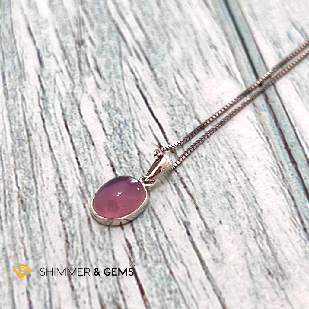 Purple Chalcedony Oval 925 Silver Pendant