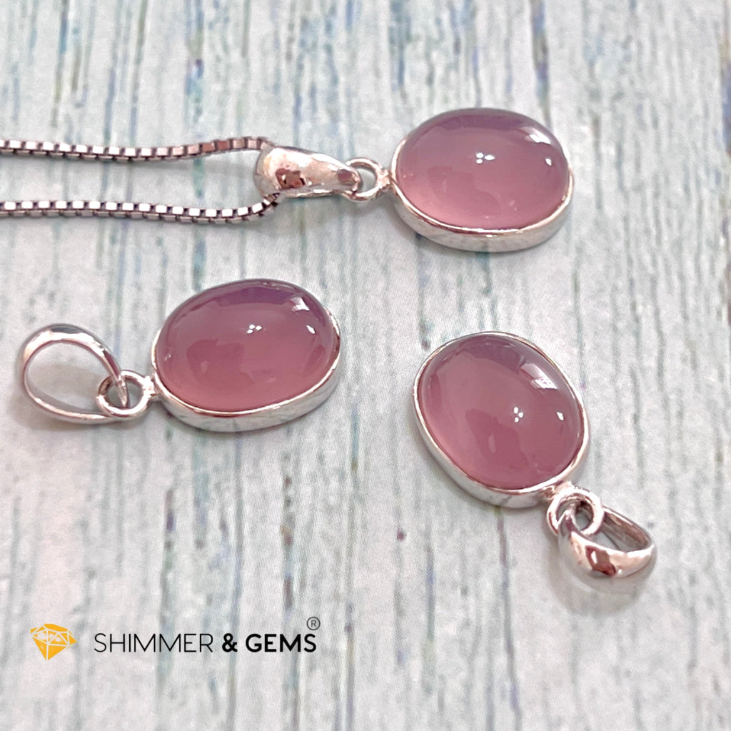 Purple Chalcedony Oval 925 Silver Pendant