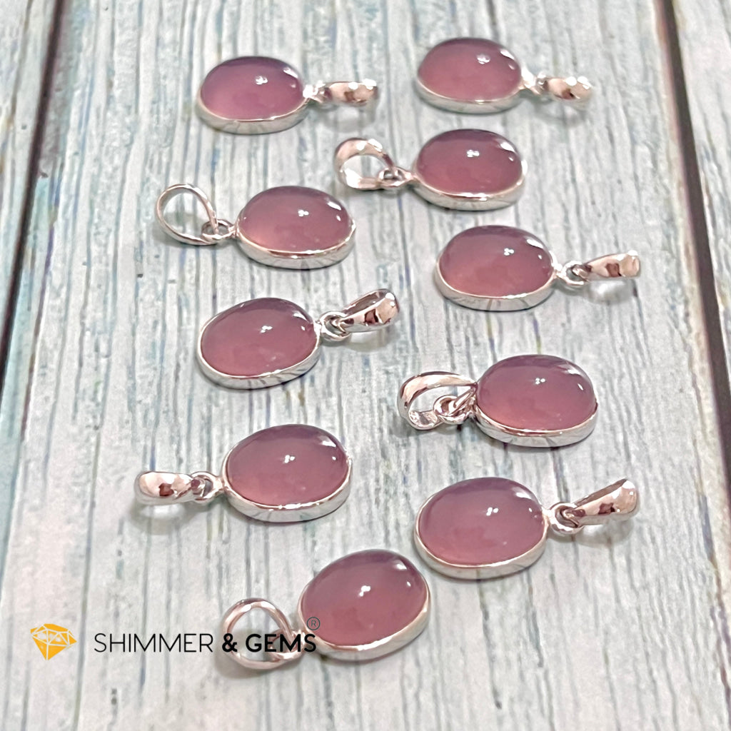 Purple Chalcedony Oval 925 Silver Pendant