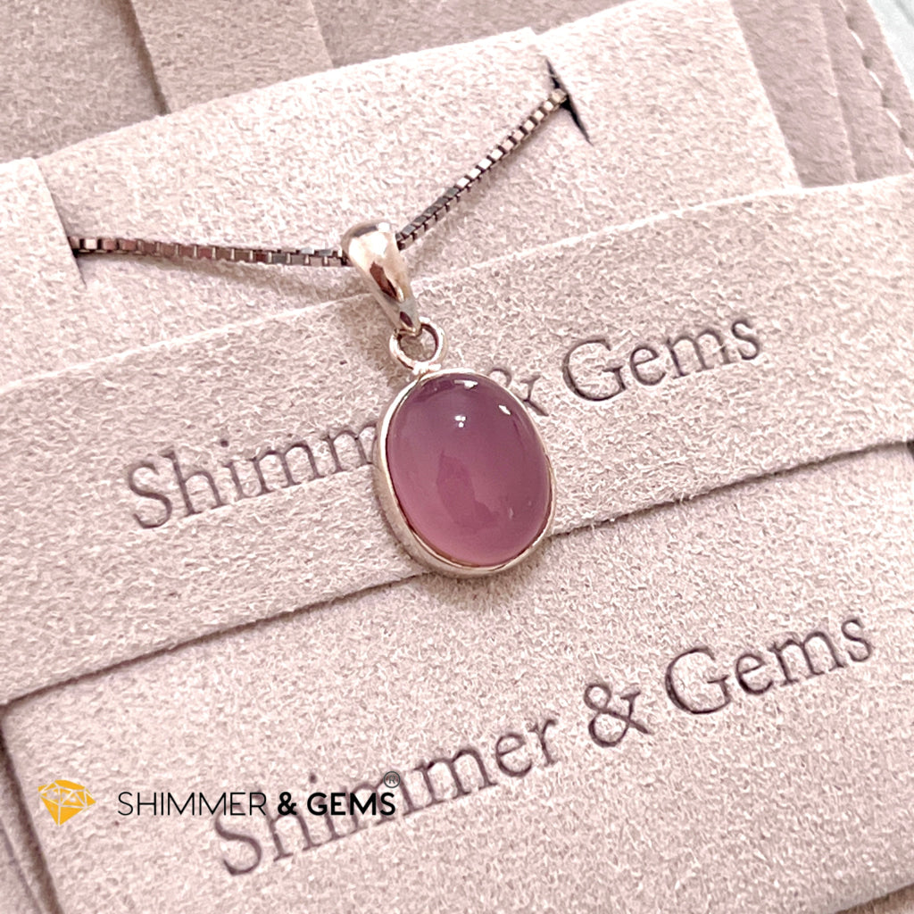 Purple Chalcedony Oval 925 Silver Pendant