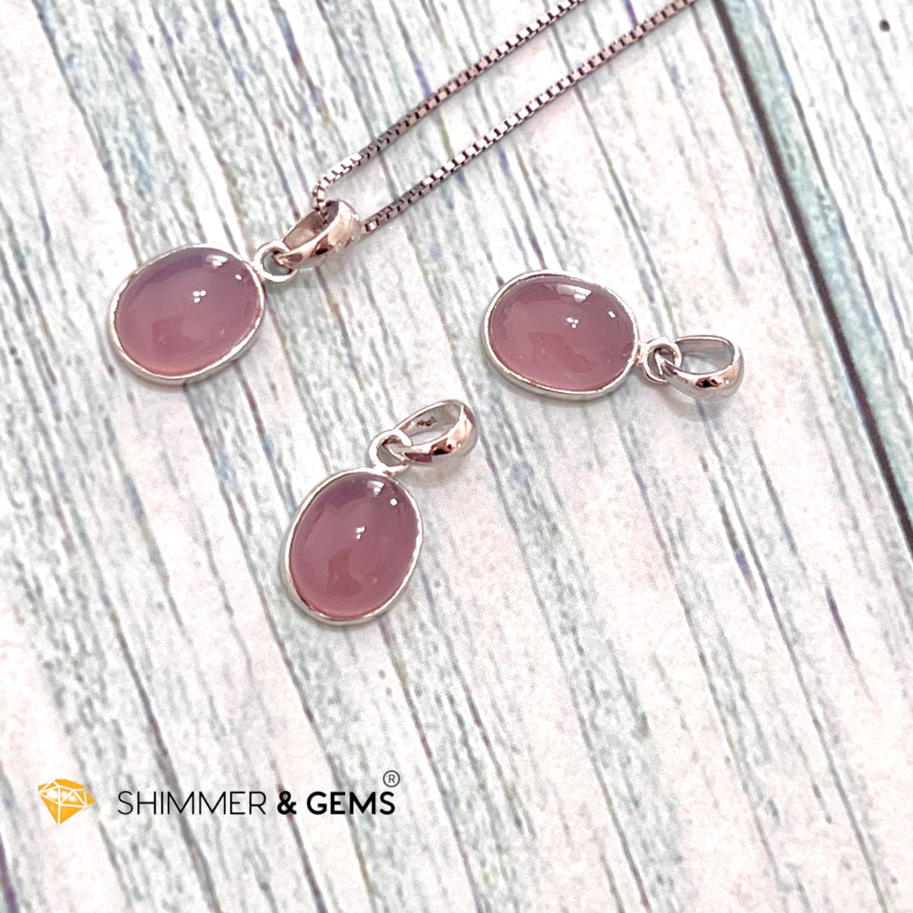 Purple Chalcedony Oval 925 Silver Pendant