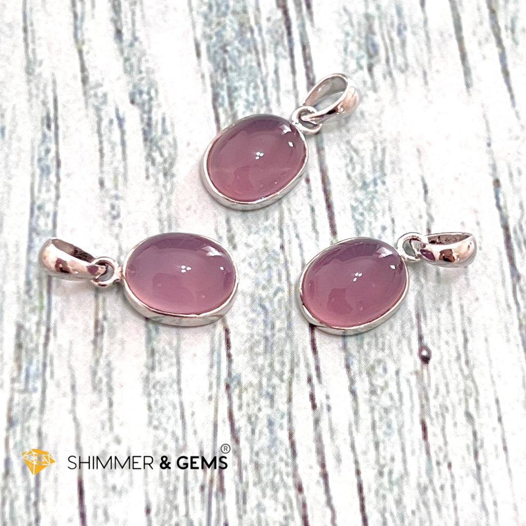 Purple Chalcedony Oval 925 Silver Pendant