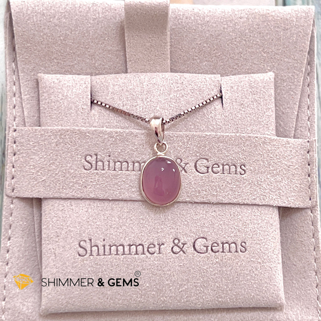 Purple Chalcedony Oval 925 Silver Pendant