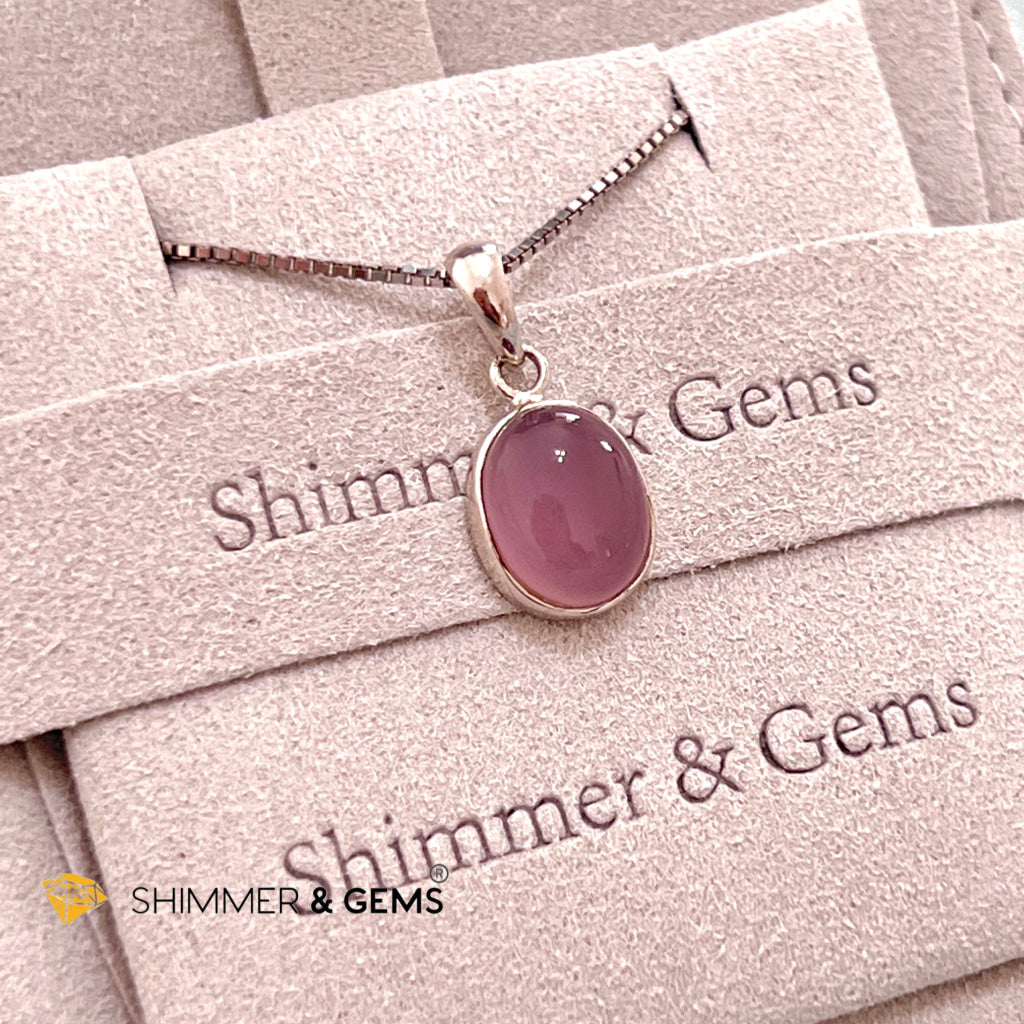 Purple Chalcedony Oval 925 Silver Pendant