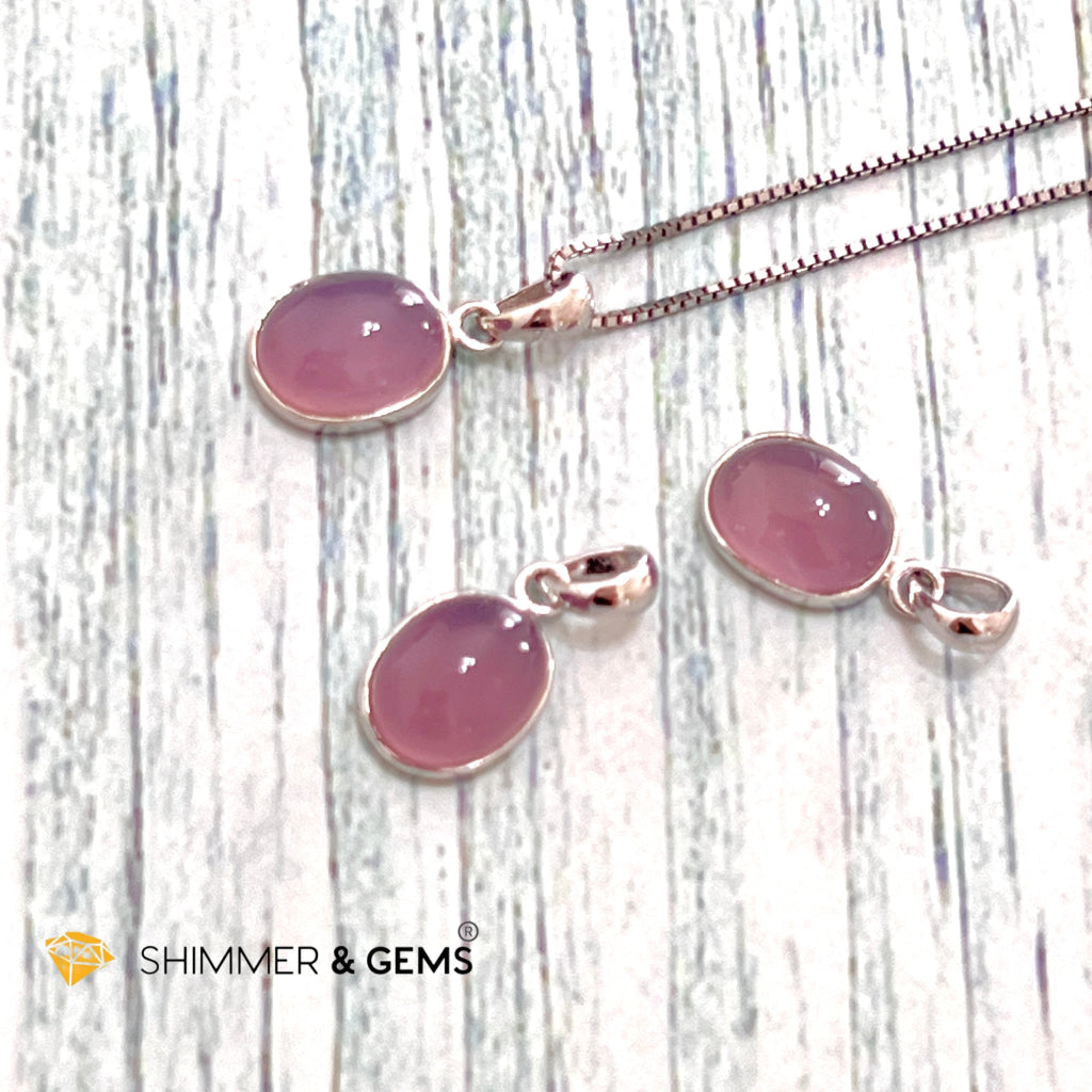 Purple Chalcedony Oval 925 Silver Pendant