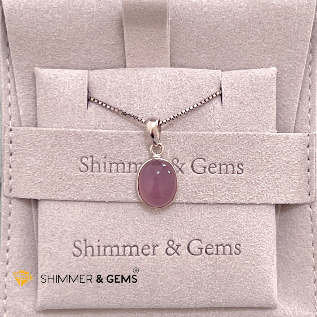 Purple Chalcedony Oval 925 Silver Pendant