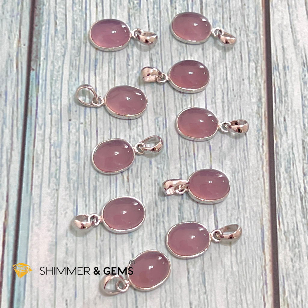 Purple Chalcedony Oval 925 Silver Pendant