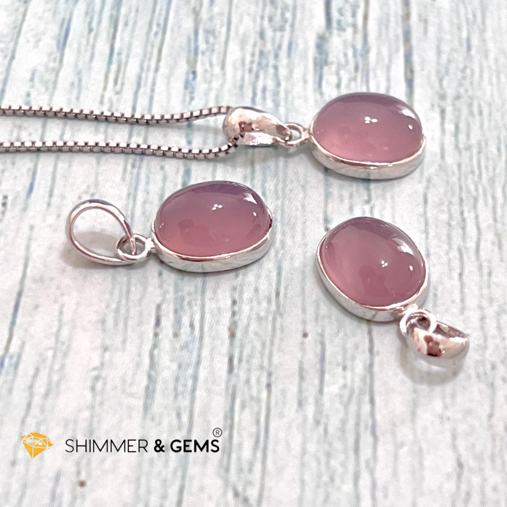 Purple Chalcedony Oval 925 Silver Pendant