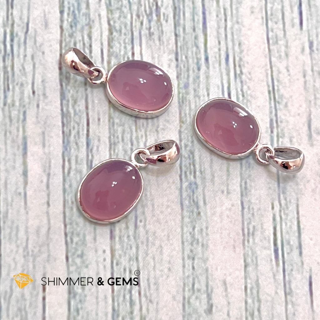 Purple Chalcedony Oval 925 Silver Pendant