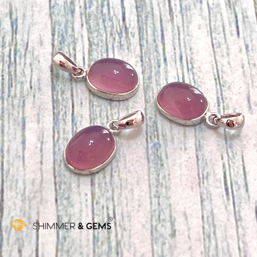 Purple Chalcedony Oval 925 Silver Pendant